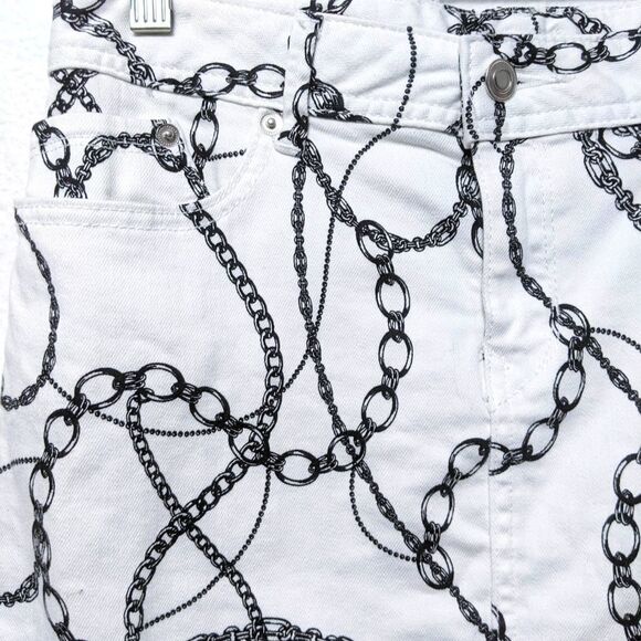 CACHE Chain Print White Denim Mini Skirt 4 - Picture 2 of 7